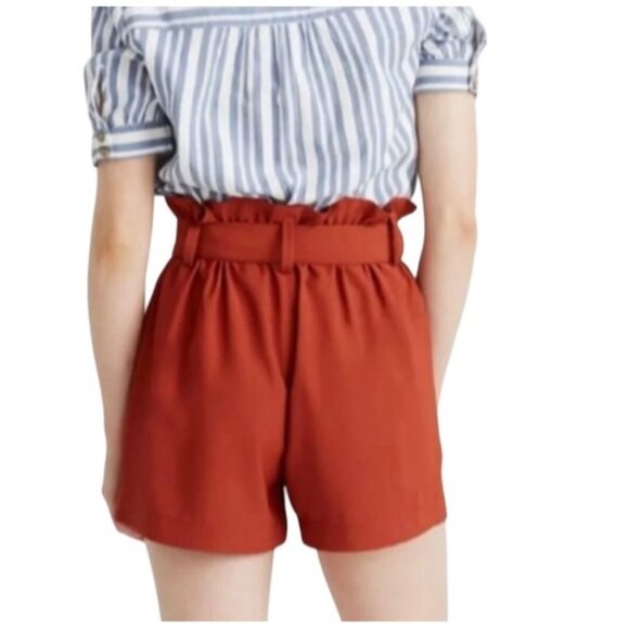 Madewell Womens Rust Paperbag Waist Shorts With Tie Belt Size 6 - Picture 2 of 6